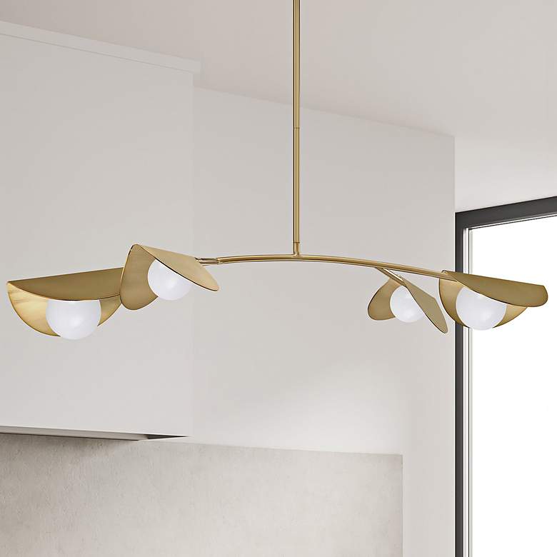Image 4 Emma 41" Wide Aged Brass 4-Light Linear Pendant more views