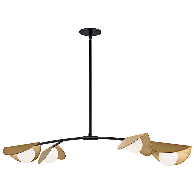 Image 2 Emma 41" Wide Matte Black and Aged Brass 4-Light Chandelier