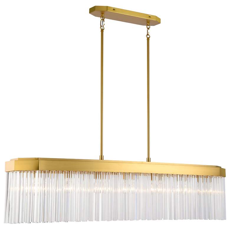 Image 2 Emma 48.03" Wide 7-Light Brushed Brass Island-Light w/ Clear Shade more views