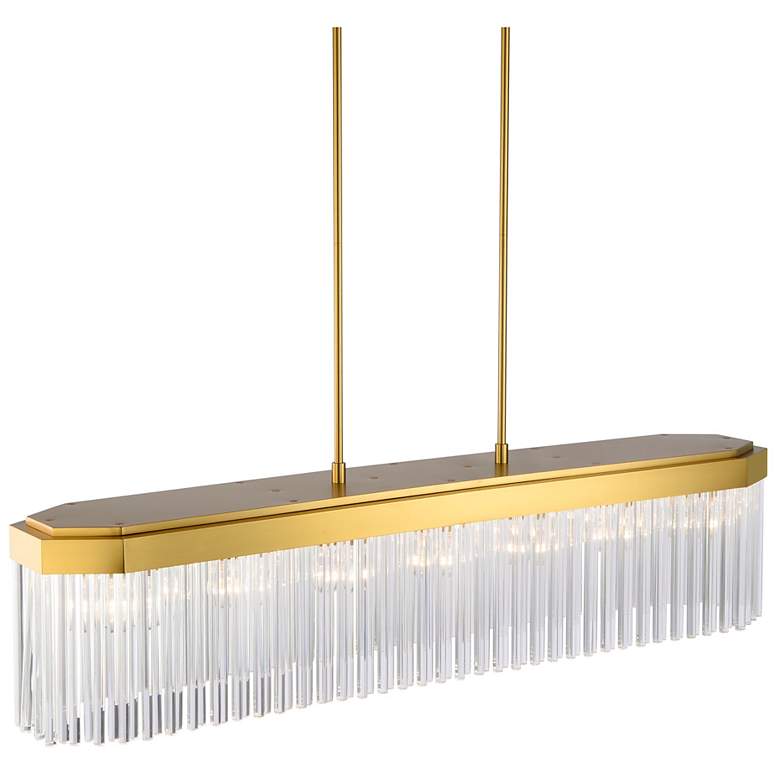Image 3 Emma 48.03" Wide 7-Light Brushed Brass Island-Light w/ Clear Shade more views