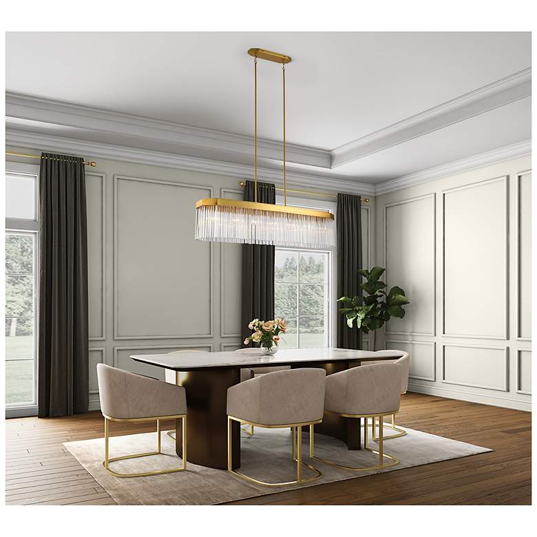 Image 6 Emma 48.03" Wide 7-Light Brushed Brass Island-Light w/ Clear Shade more views