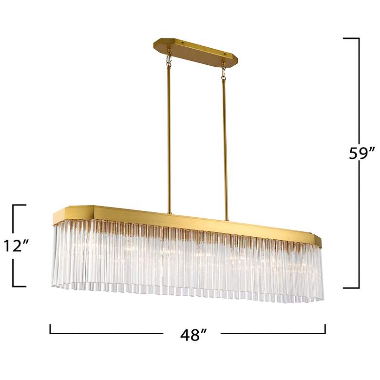 Image 7 Emma 48.03" Wide 7-Light Brushed Brass Island-Light w/ Clear Shade more views