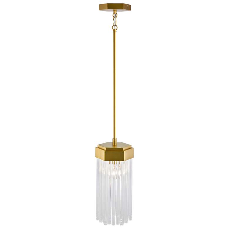 Image 3 Emma 6.9" Wide Brushed Brass Pendant w/ Clear Shade more views