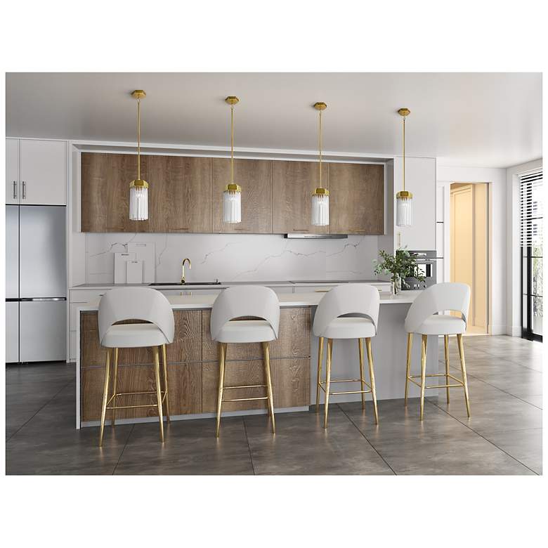 Image 6 Emma 6.9" Wide Brushed Brass Pendant w/ Clear Shade more views
