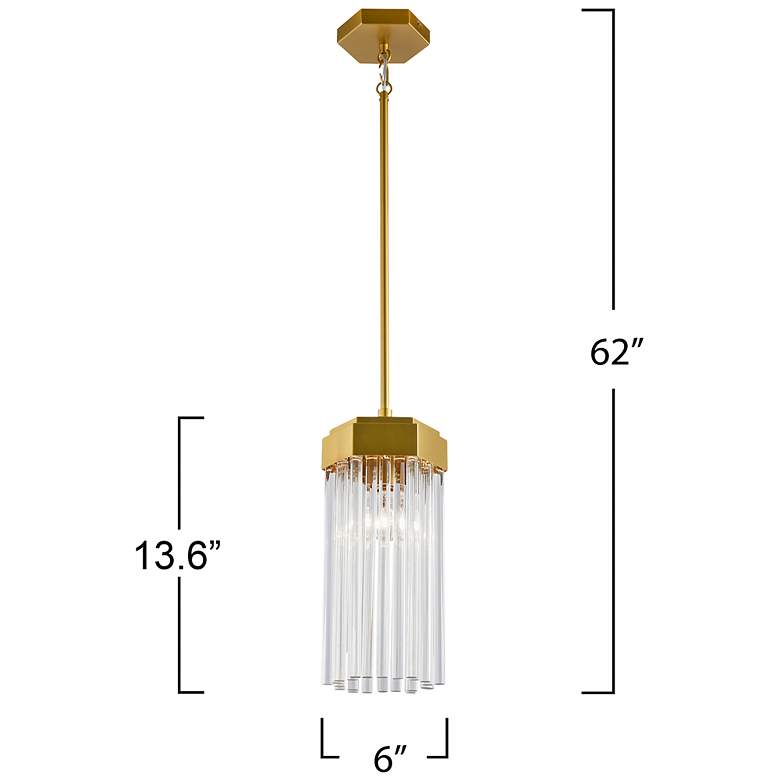 Image 7 Emma 6.9" Wide Brushed Brass Pendant w/ Clear Shade more views