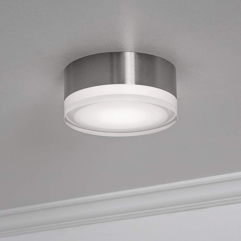 Image 1 Emma 6" Wide Satin Nickel LED Ceiling Flush Mount