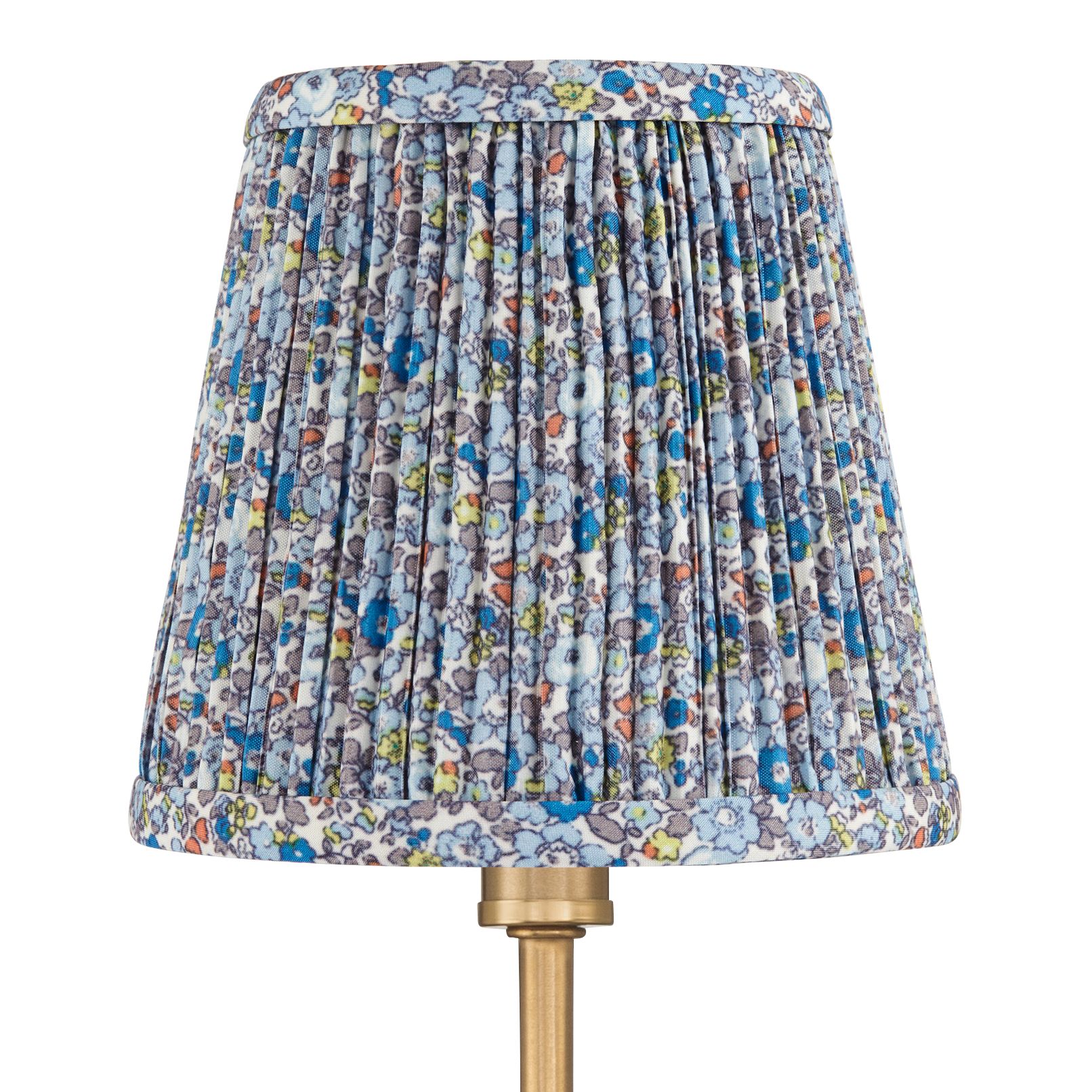 Image 3 Emma 9 1/2"H Warm Brass Plug-In Wall Sconce Blue Floral Pleated Shade more views