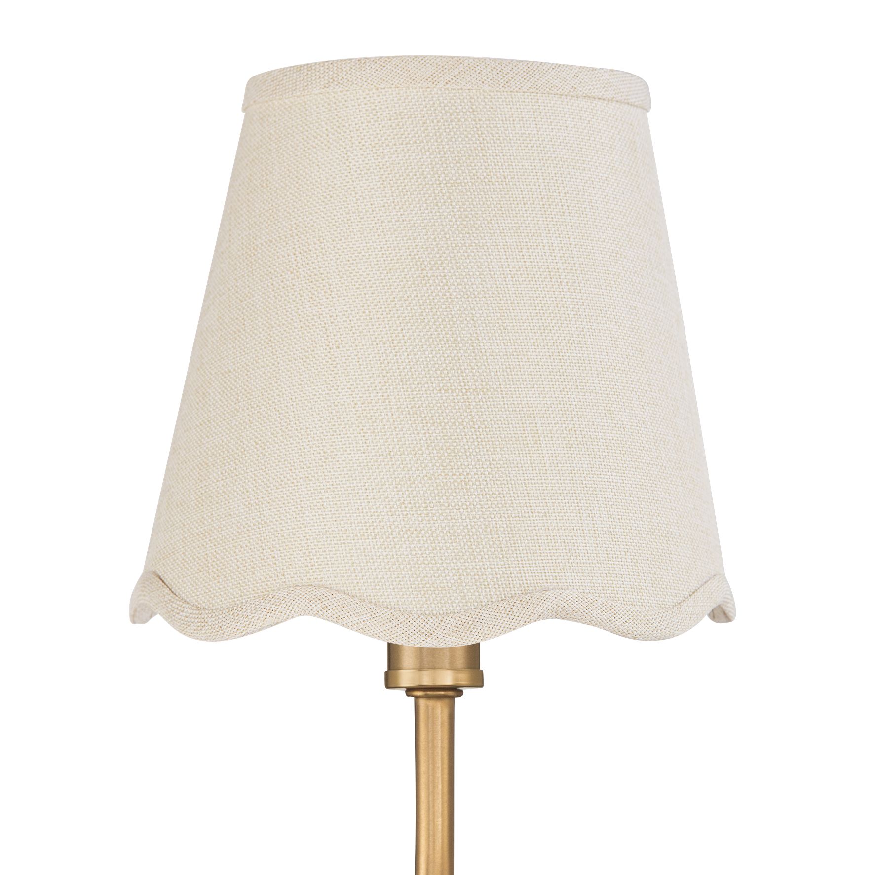 Image 3 Emma 9 1/2"H Warm Brass Plug-In Wall Sconce Off-White Scallop Shade more views