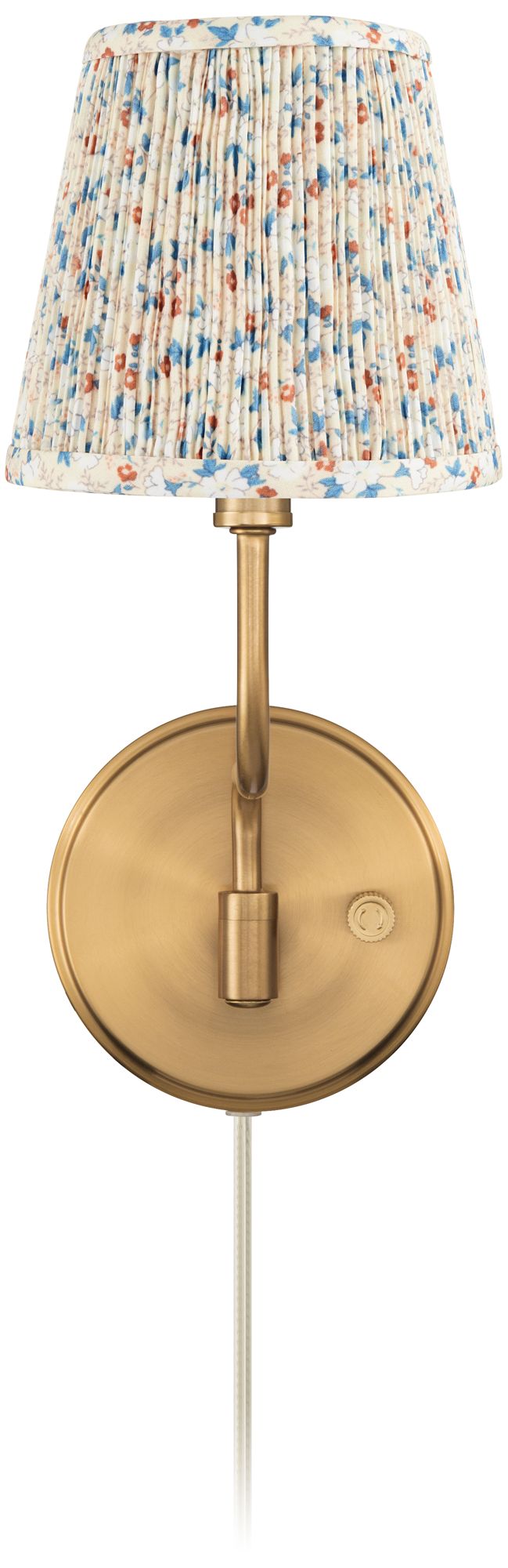 Image 5 Emma 9 1/2"H Warm Brass Plug-In Wall Sconce with Floral Pleated Shade more views