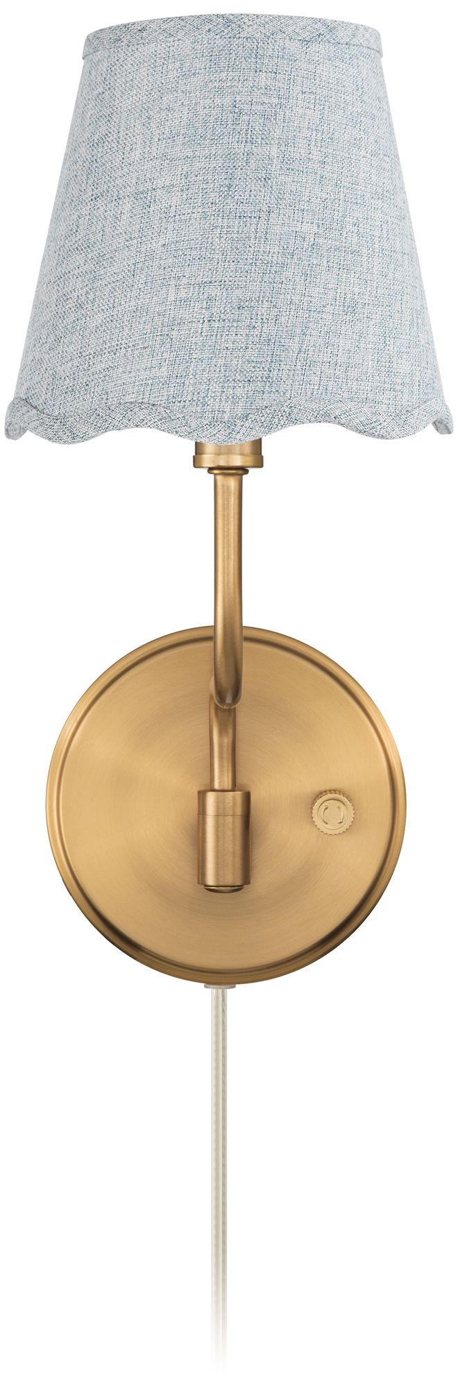 Image 5 Emma 9 1/2"H Warm Brass Plug-In Wall Sconce with Gray Scallop Shade more views