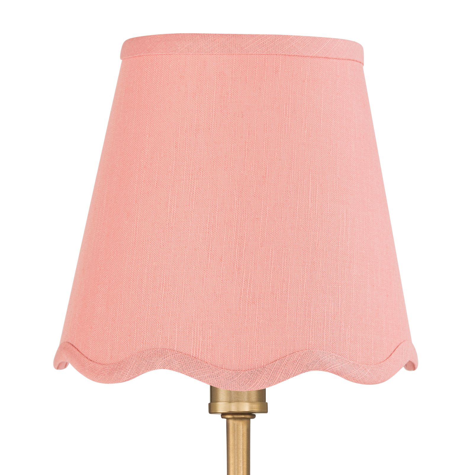 Image 3 Emma 9 1/2"H Warm Brass Plug-In Wall Sconce with Pink Scallop Shade more views