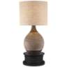 Emma Brown Ceramic Table Lamp With Black Round Riser