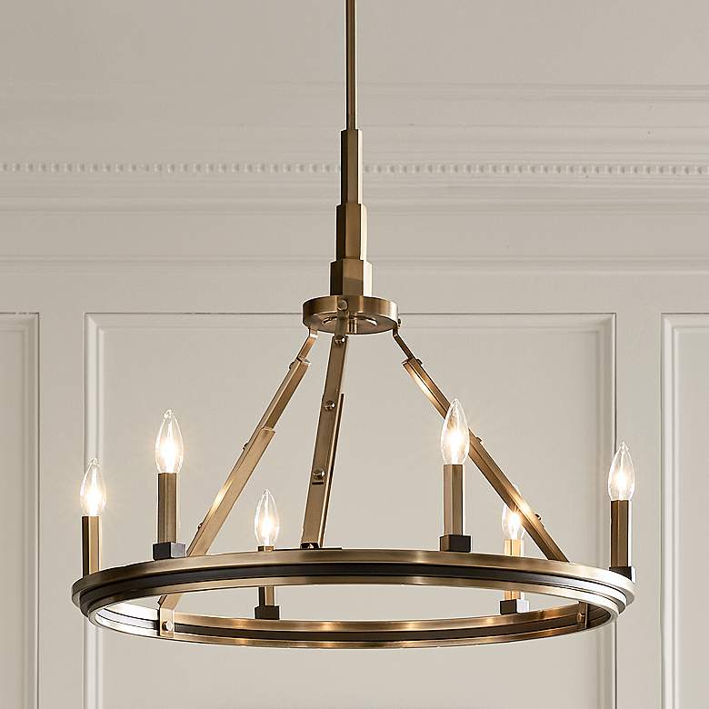 Image 1 Emmala 26 3/4" Wide Brushed Natural Brass 6-Light Chandelier