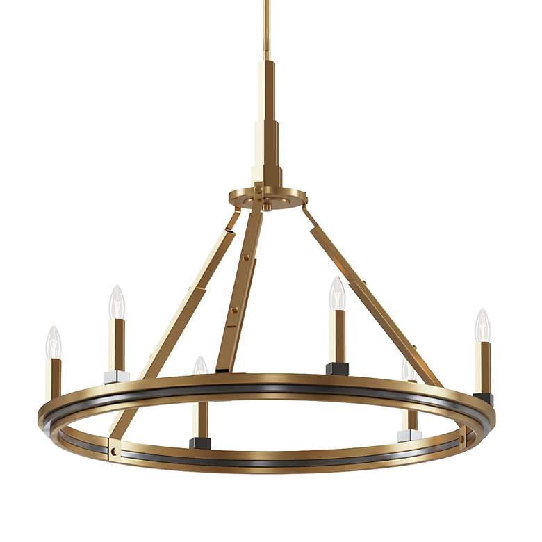 Image 3 Emmala 26 3/4" Wide Brushed Natural Brass 6-Light Chandelier more views