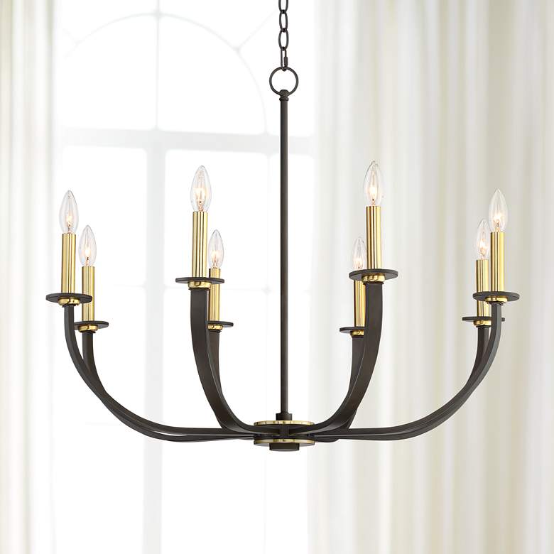 Image 1 Emmaline 32 1/2"W Bronze and Warm Gold 8-Light Chandelier