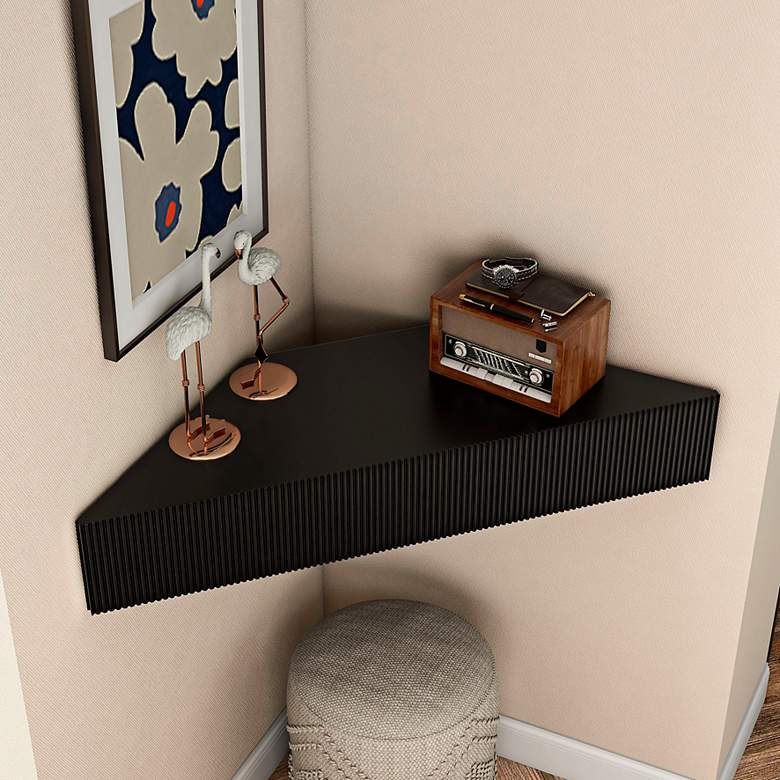 Image 1 Emmeline 46 1/2" Wide Black 3-Door Floating Corner TV Stand