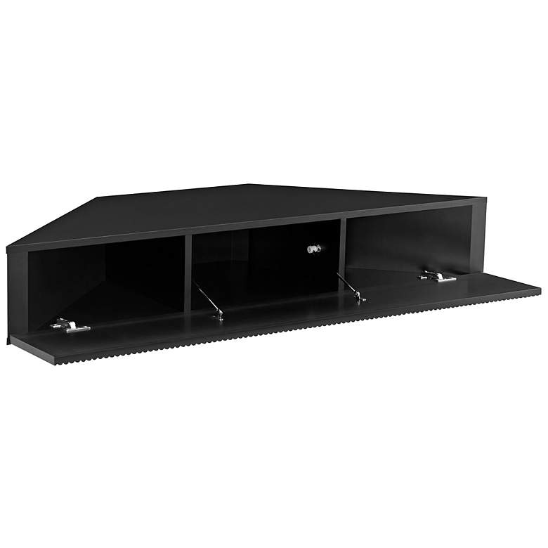 Image 7 Emmeline 46 1/2" Wide Black 3-Door Floating Corner TV Stand more views