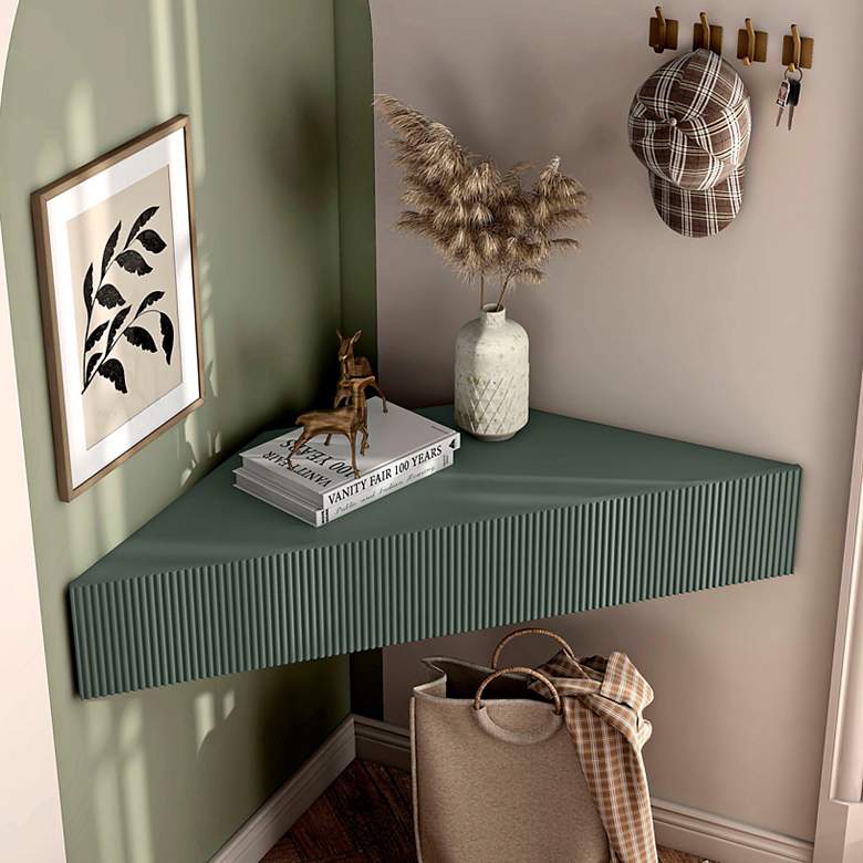 Image 1 Emmeline 46 1/2"W Sage Green 3-Door Floating Corner TV Stand
