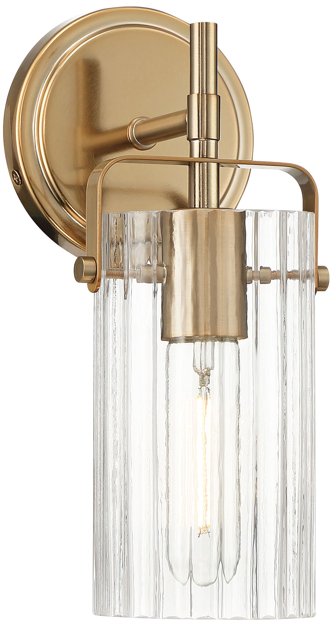 Image 2 Emmerson 11" High Warm Gold and Ribbed Glass Wall Sconce