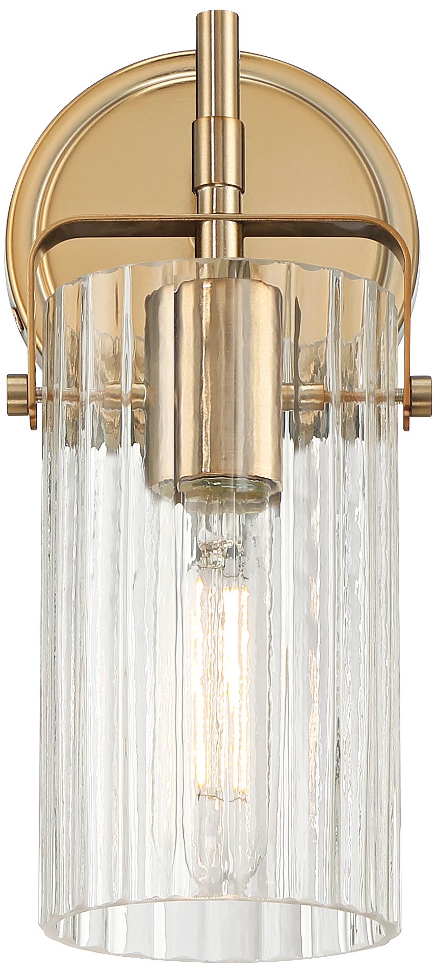 Image 4 Emmerson 11" High Warm Gold and Ribbed Glass Wall Sconce more views
