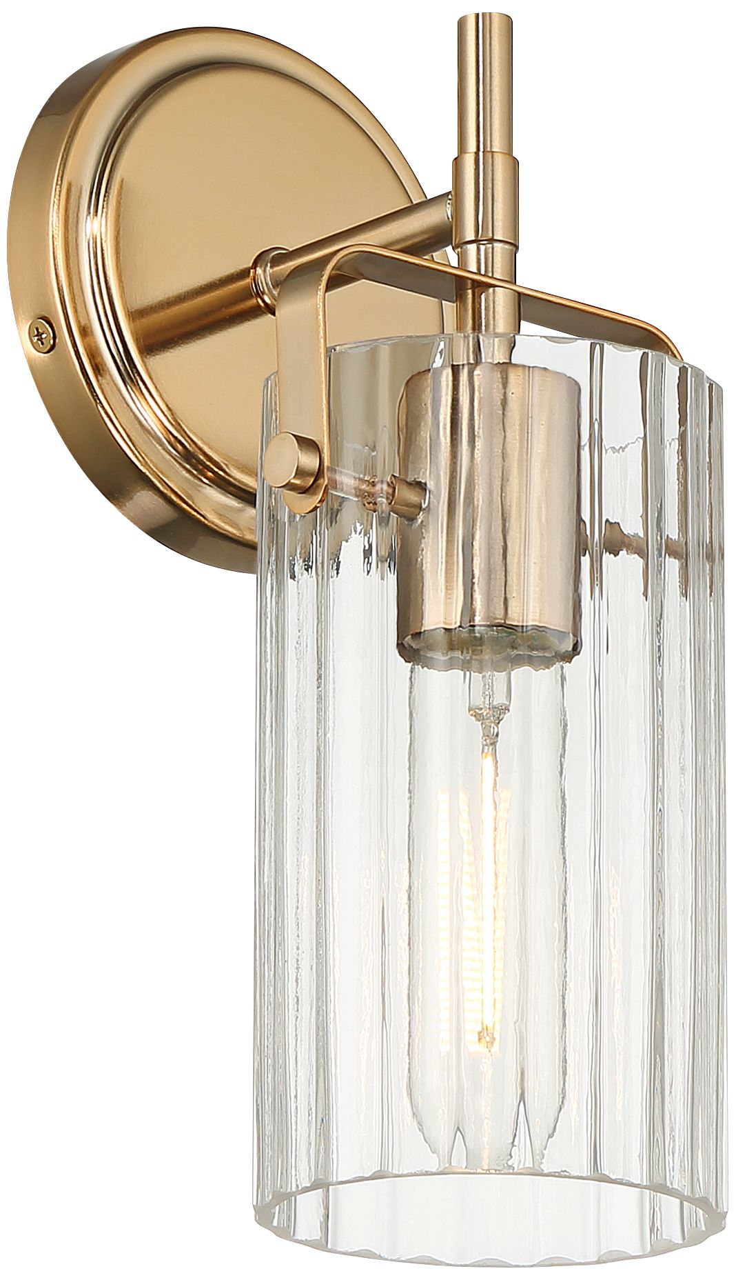 Image 7 Emmerson 11" High Warm Gold and Ribbed Glass Wall Sconce more views