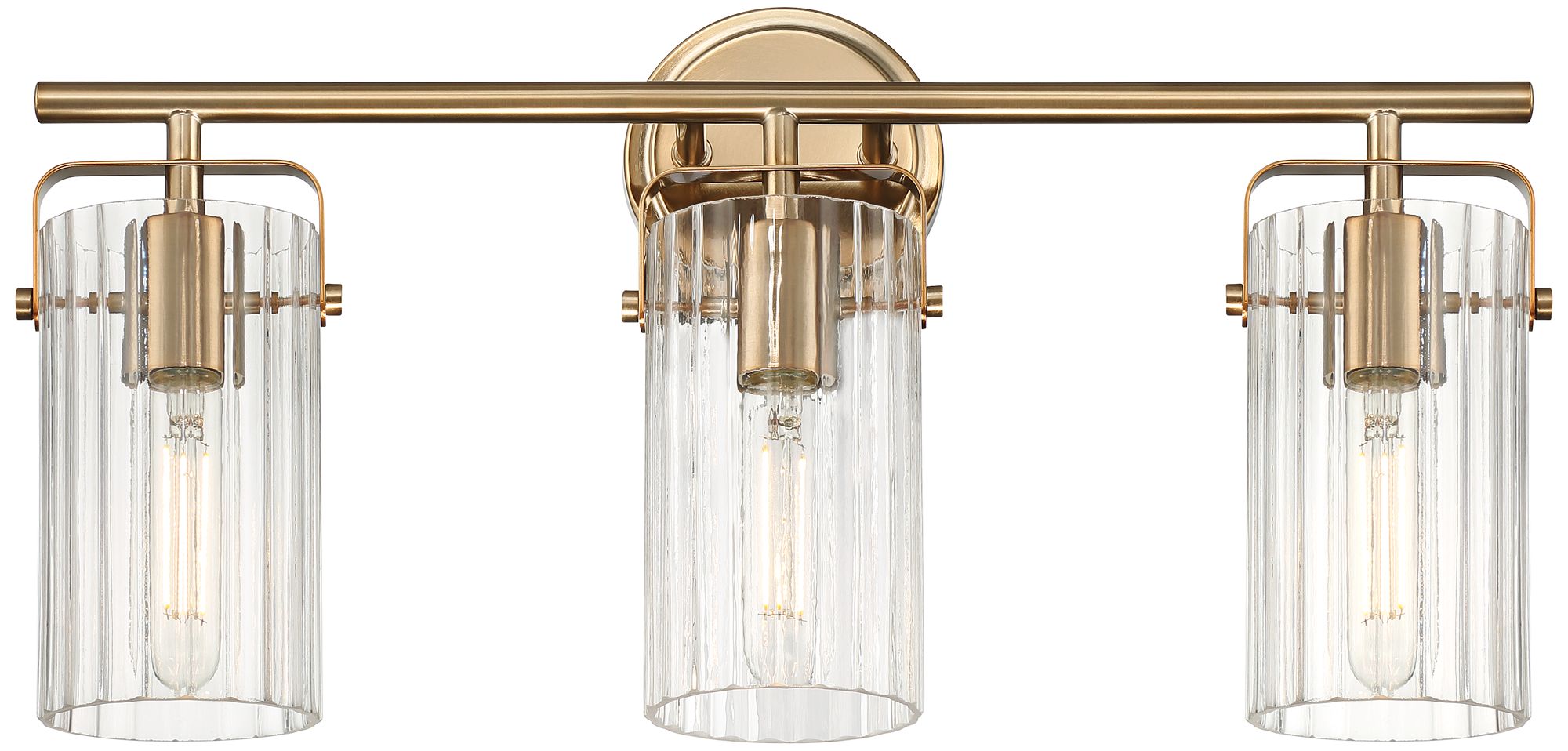 Image 5 Emmerson 22" Wide Warm Gold and Ribbed Glass 3-Light Bath Light more views