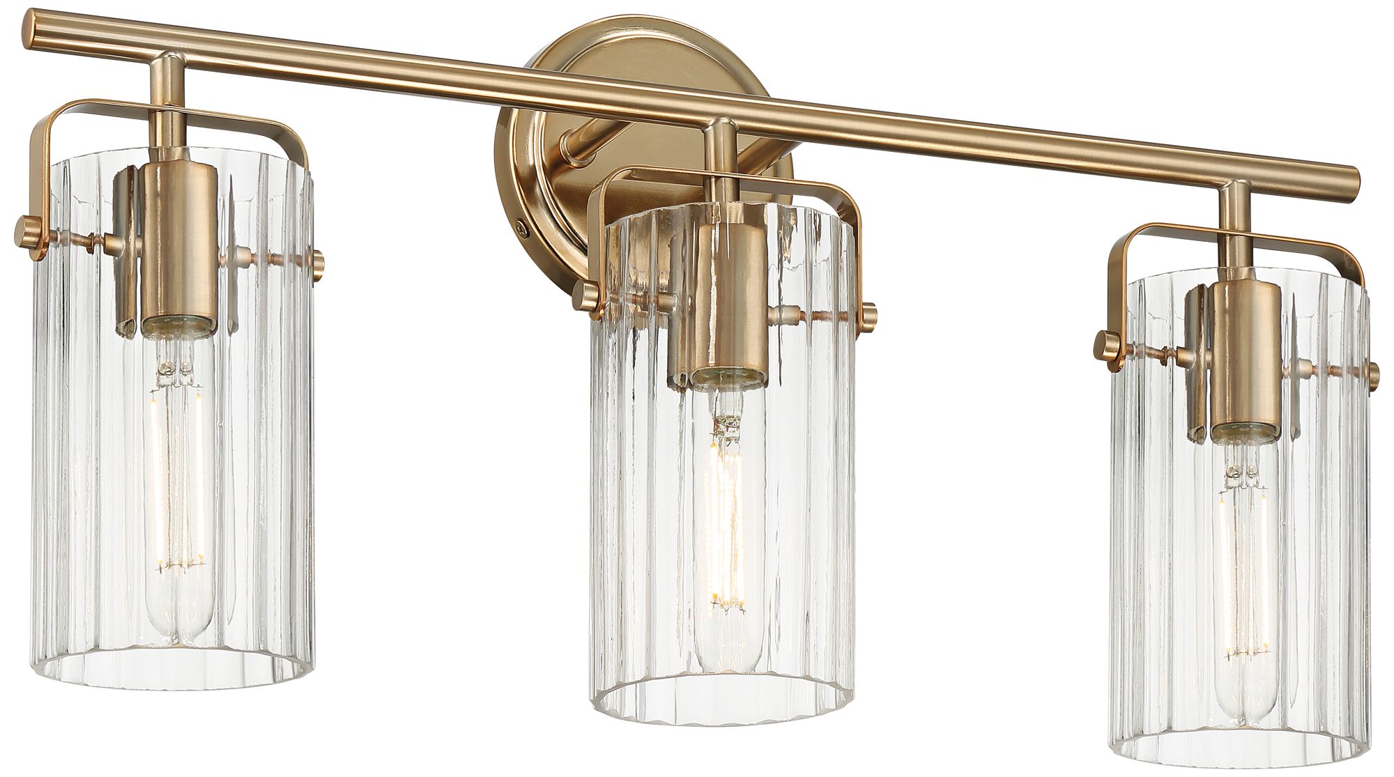 Image 7 Emmerson 22" Wide Warm Gold and Ribbed Glass 3-Light Bath Light more views