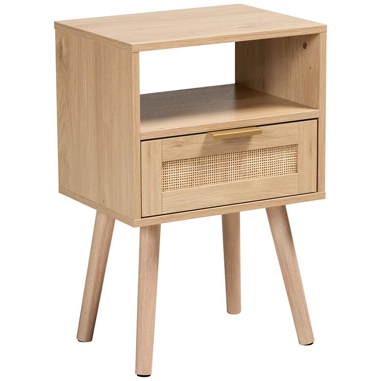 Image 2 Emmett 15 3/4" Wide Light Brown Wood 1-Drawer End Table