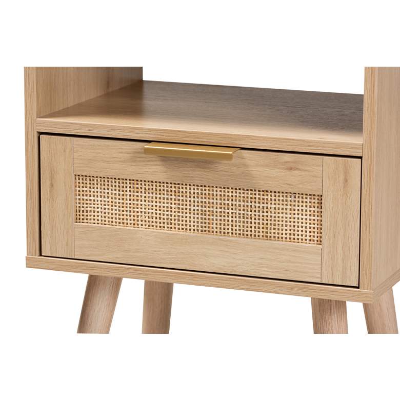 Image 3 Emmett 15 3/4" Wide Light Brown Wood 1-Drawer End Table more views