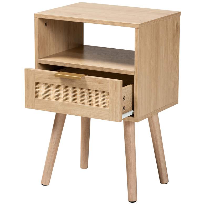 Image 6 Emmett 15 3/4" Wide Light Brown Wood 1-Drawer End Table more views