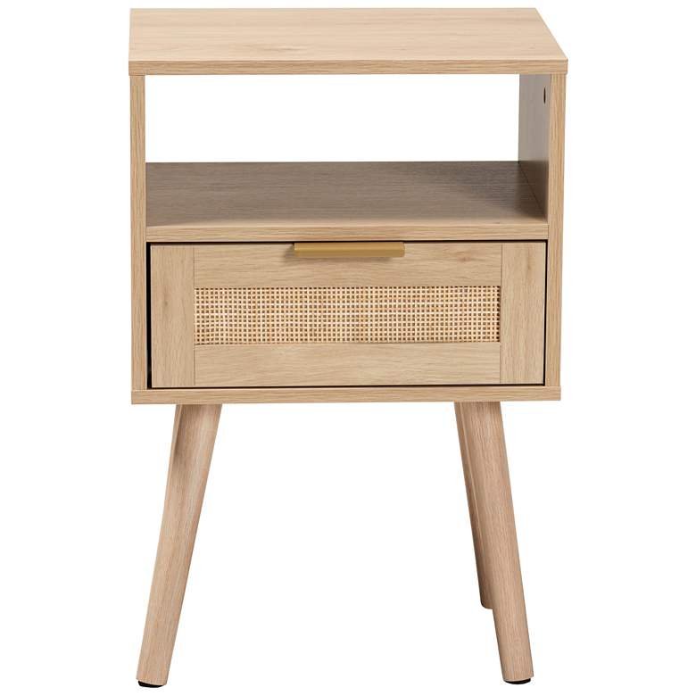 Image 7 Emmett 15 3/4" Wide Light Brown Wood 1-Drawer End Table more views