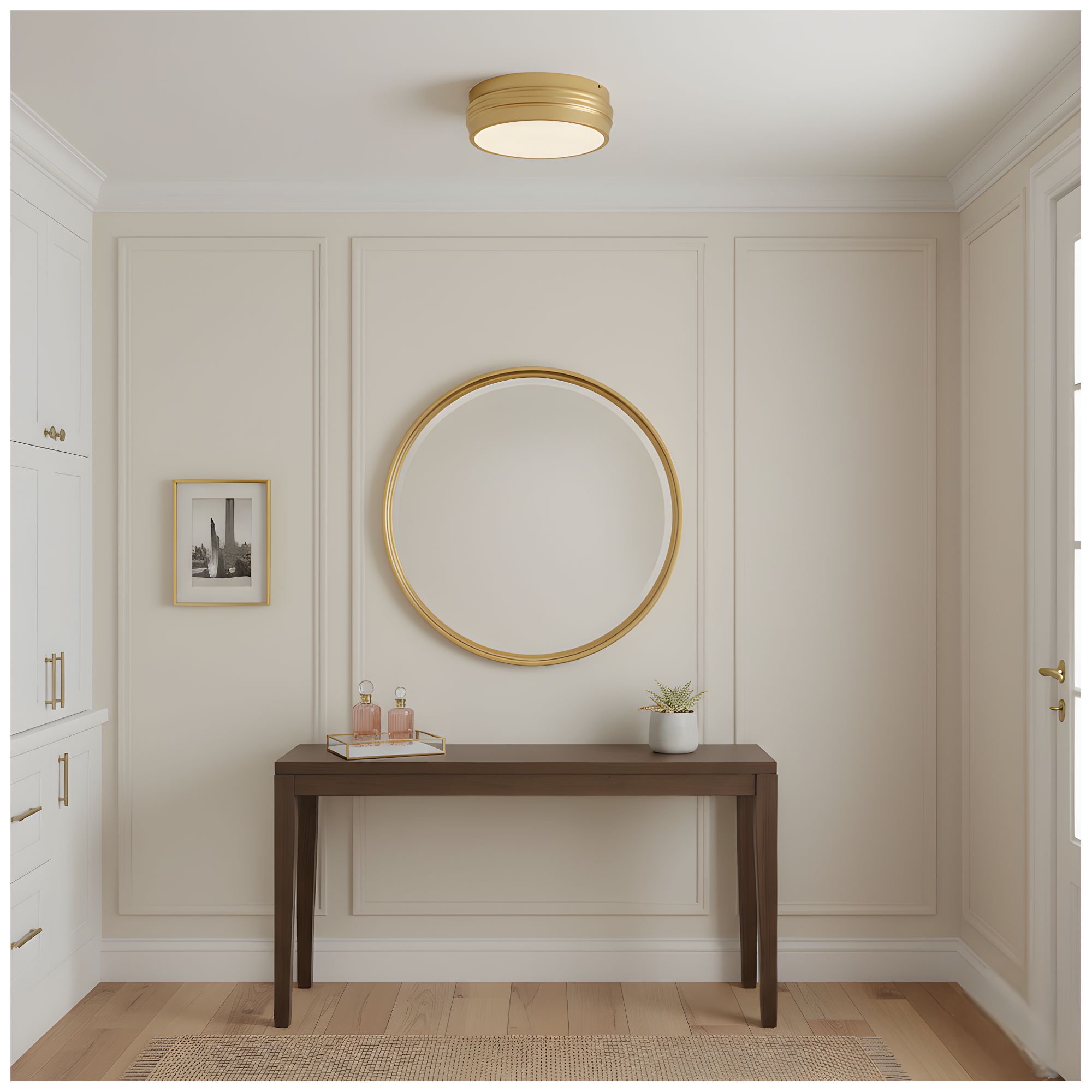 Emmett 3-Light Brushed Gold Flush Mount