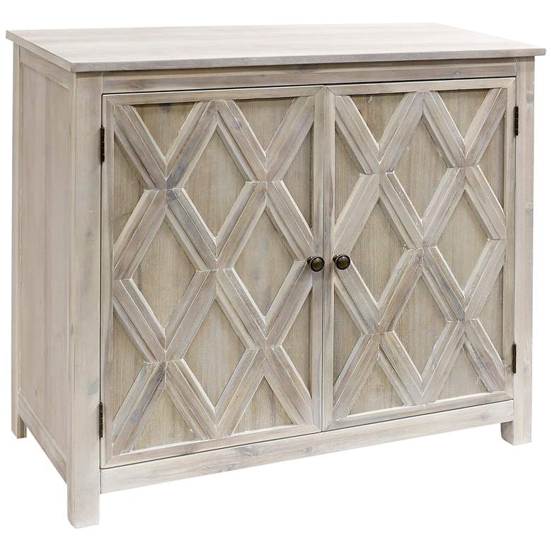 Image 1 Emmett 39 inch Wide Gray Acacia Crosshatch 2-Door Cabinet