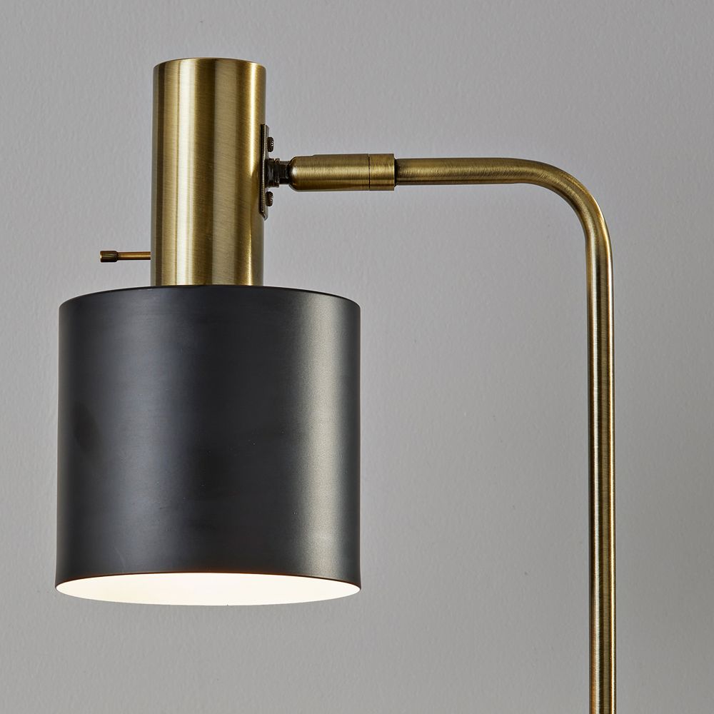 Image 2 Emmett Antique Brass and Black Metal Adjustable Desk Lamp more views