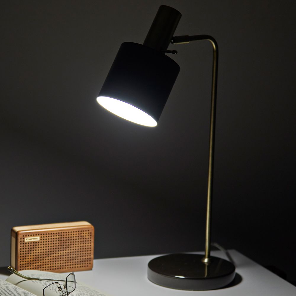 Image 5 Emmett Antique Brass and Black Metal Adjustable Desk Lamp more views