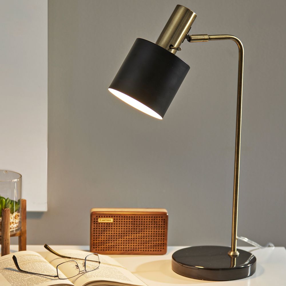 Image 6 Emmett Antique Brass and Black Metal Adjustable Desk Lamp more views