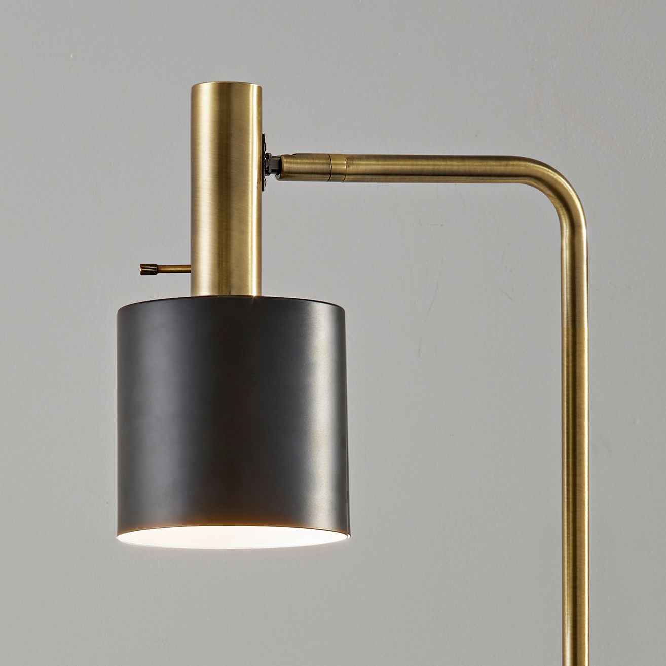 Image 2 Emmett Antique Brass and Black Reading Floor Lamp more views