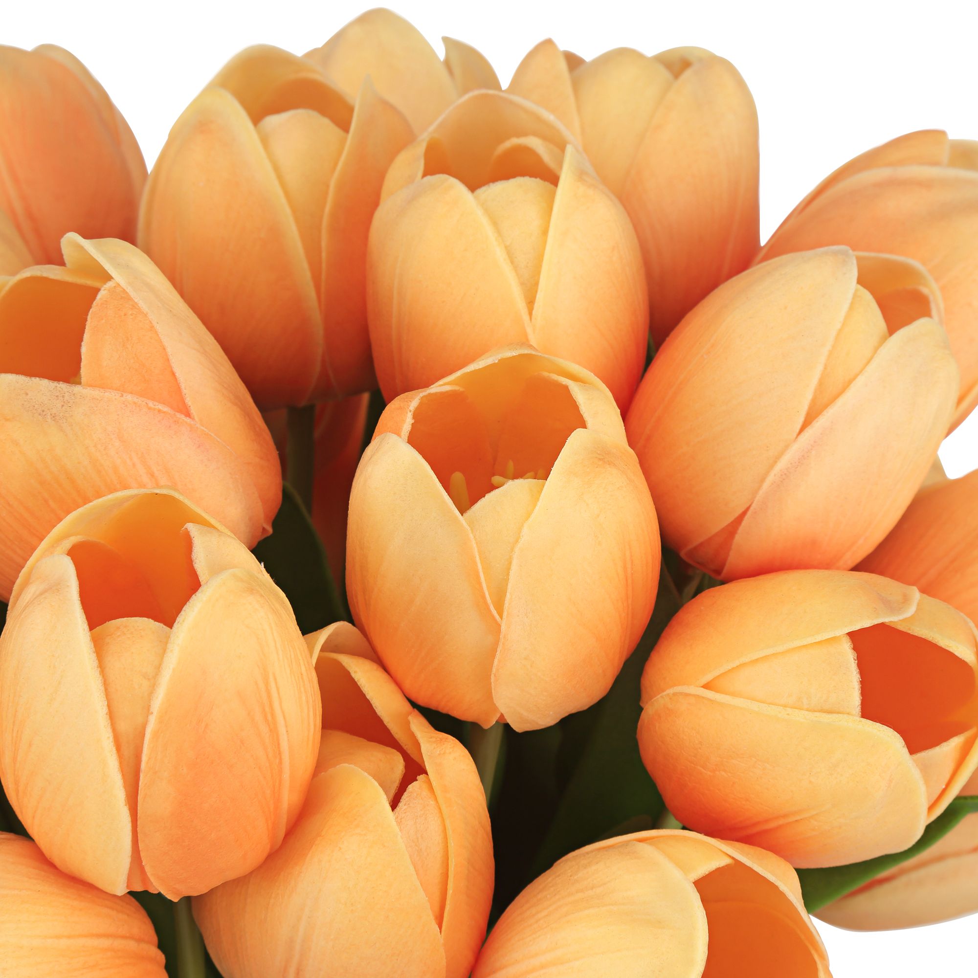 Image 3 Emmie Orange Tulips 12" High Faux Flower in Clear Glass Vase more views