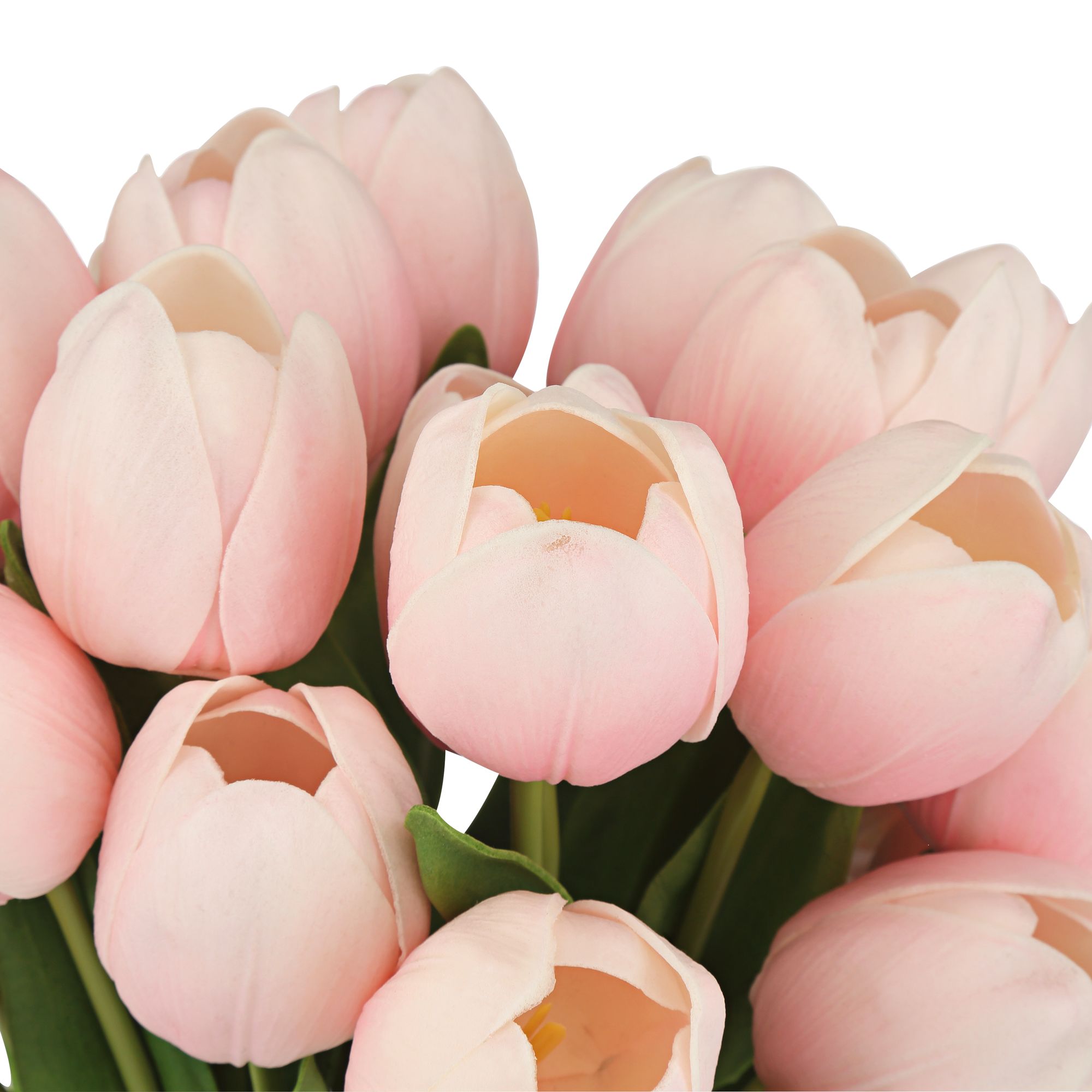 Image 3 Emmie Pink Tulips 12" High Faux Flower in Clear Glass Vase more views