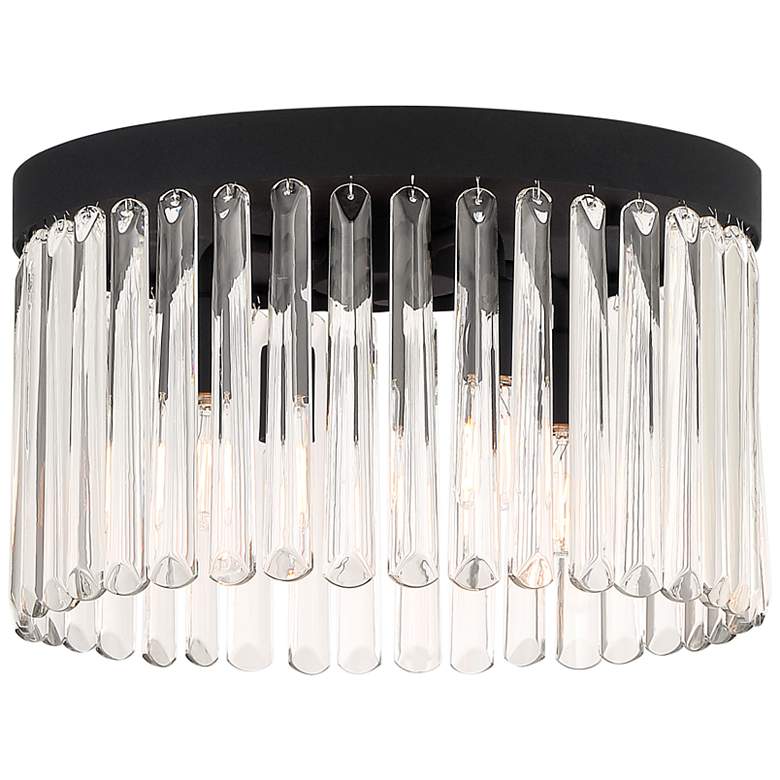 Image 1 Emory 15 inchW Black Forged Clear Crystal 4-Light Ceiling Mount