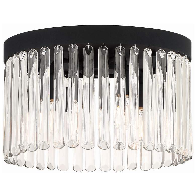 Image 1 Emory 15"W Black Forged Clear Crystal 4-Light Ceiling Mount