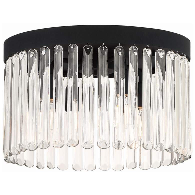 Image 1 Emory 15 inchW Black Forged Clear Crystal 4-Light Ceiling Mount