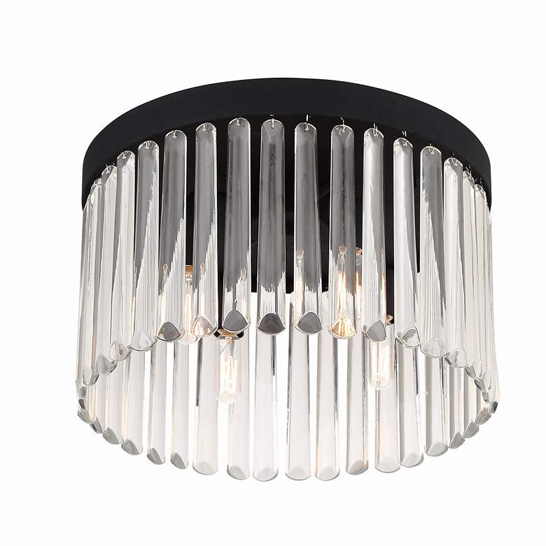 Image 4 Emory 15"W Black Forged Clear Crystal 4-Light Ceiling Mount more views