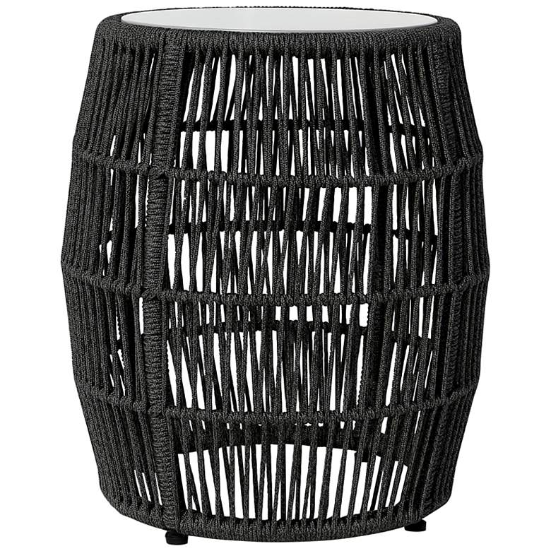 Image 2 Emory 19" Wide Charcoal Rope Round Garden Stool/End Table