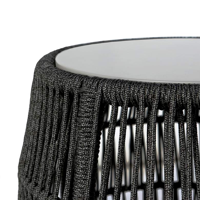 Image 4 Emory 19" Wide Charcoal Rope Round Garden Stool/End Table more views