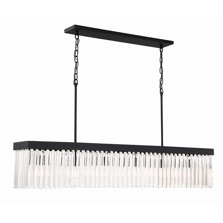 Image 5 Emory 49"W Black Crystal 6-Light Forged Island Chandelier more views