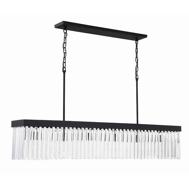 Image 6 Emory 49"W Black Crystal 6-Light Forged Island Chandelier more views