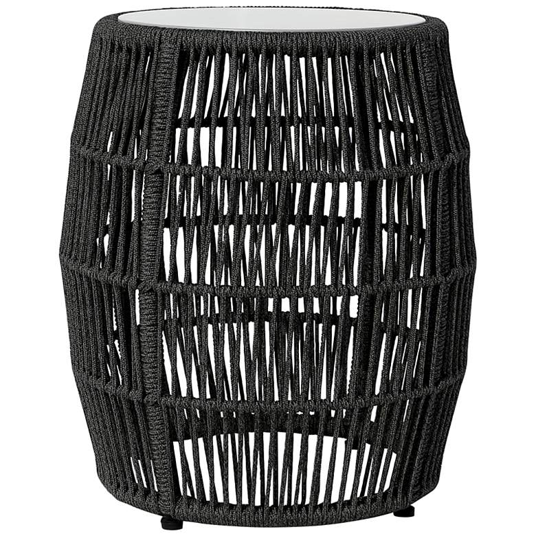 Image 2 Emory Indoor Outdoor Garden Stool End Table in Charcoal Rope and Grey Stone