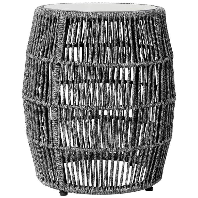 Image 1 Emory Indoor Outdoor Garden Stool End Table in Grey Rope and Grey Stone