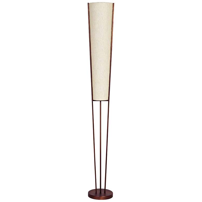 Image 1 Emotions 61 inch Bronze 2-Light Flax White Cone Shade Floor Lamp